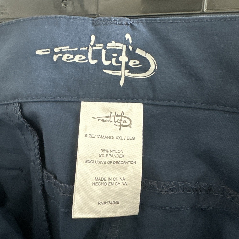 Reel Life Mens XXL Shorts Blue Side long pocket with zipper - Picture 8 of 8